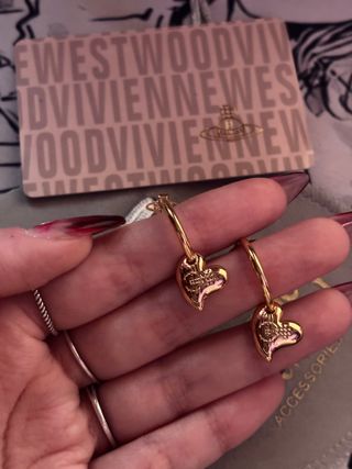 Pendientes/aros dorados forma Corazón Orbe Saturno