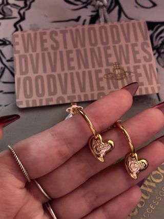 Pendientes/aros dorados forma Corazón Orbe Saturno