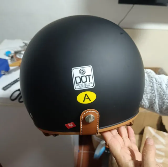 Casco Moto Cuero Marrón Vintage