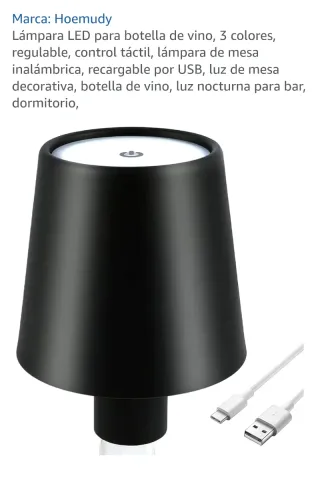 Lámpara LED Hoemudy Botella Vino Táctil USB