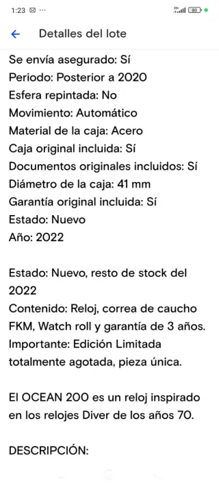 Reloj Tempore Lux Ocean 200 Automático