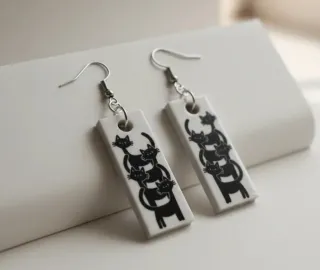 Pendientes gatos negros y blancos