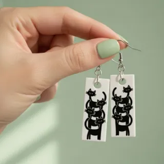 Pendientes gatos negros y blancos