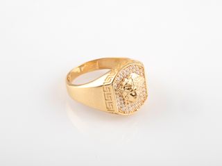 sello oro 18k con piedra con circonita