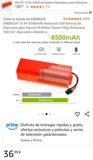 Batería 14.4V 6500mAh para Xiaomi Mi Robot