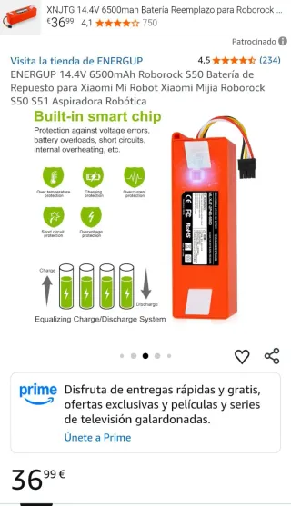 Batería 14.4V 6500mAh para Xiaomi Mi Robot