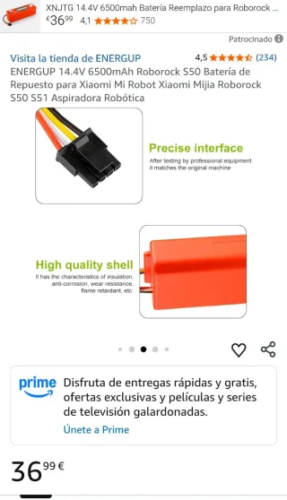 Batería 14.4V 6500mAh para Xiaomi Mi Robot
