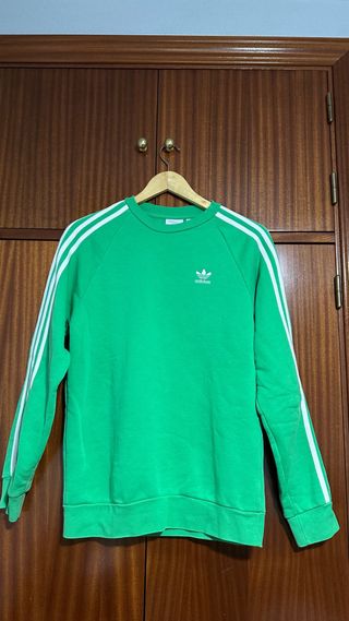 Sudadera Adidas Verde con Rayas Blancas
