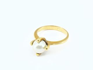 anillo oro 18k con piedra con perla