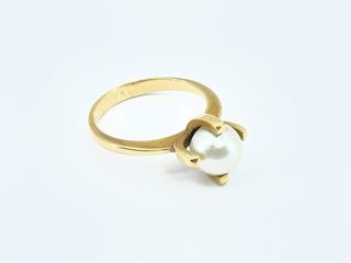 anillo oro 18k con piedra con perla