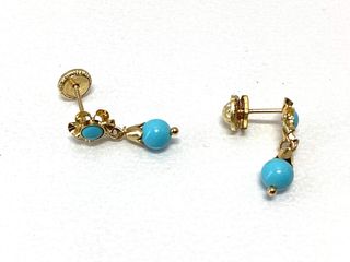 pendientes oro 18k con piedra con turquesa