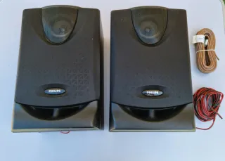 2 Altavoces Philips Negros+varios metros de regalo