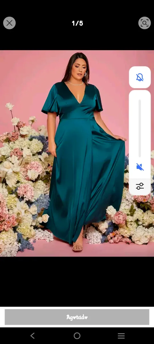 Vestido largo verde azulado