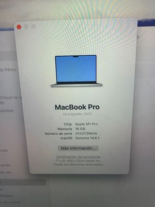 MacBook Pro 14 M1 Pro 512GB SSD 16GB RAM Plata