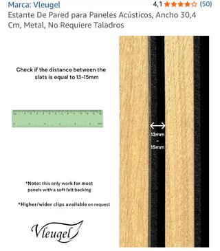 Estante panel acústico metal y madera