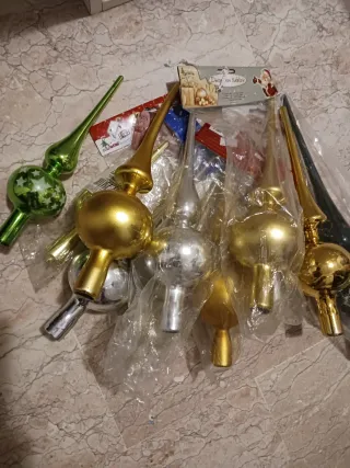 Puntali Albero Natale Oro Argento 8 pezzi 30 cm h