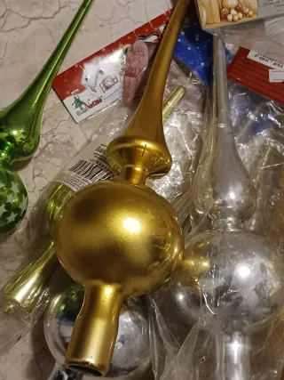 Puntali Albero Natale Oro Argento 8 pezzi 30 cm h