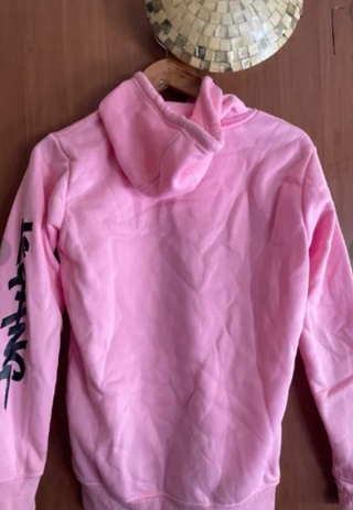 Sudadera rosa con estampado de ave