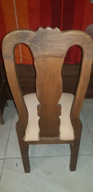 Silla Antigua Madera Maciza Tallada