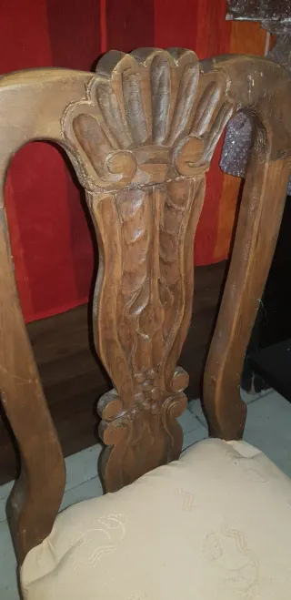 Silla Antigua Madera Maciza Tallada