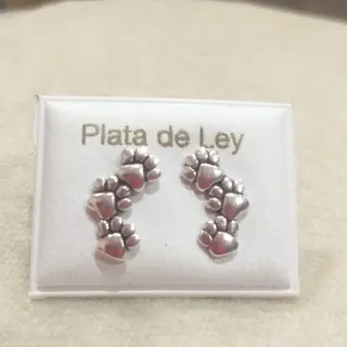 Pendientes trepadores huella  perro plata 925