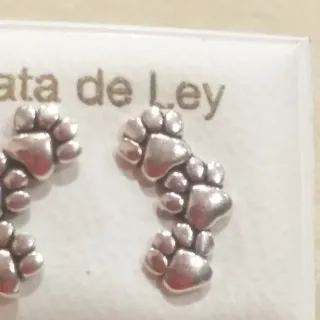 Pendientes trepadores huella  perro plata 925