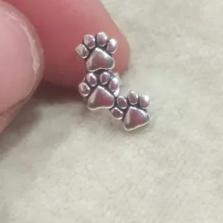 Pendientes trepadores huella  perro plata 925