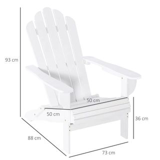 Silla Jardín Plegable Blanca Madera Outsunny