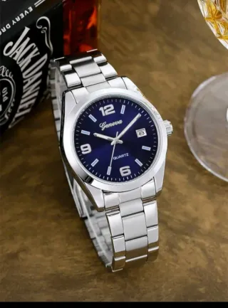 Reloj Geneva Formal Plata y Azul