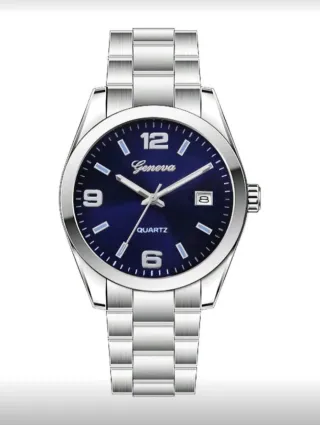 Reloj Geneva Formal Plata y Azul