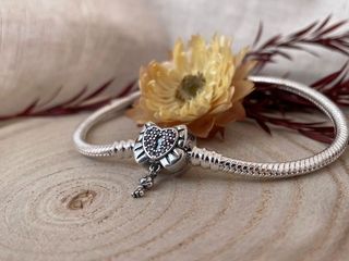 Pulsera Lazo Corazon Rosa Candado Llave Colgante