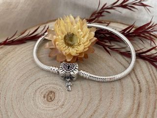 Pulsera Lazo Corazon Rosa Candado Llave Colgante