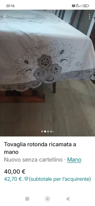 Tovaglia rotonda ricamata a mano