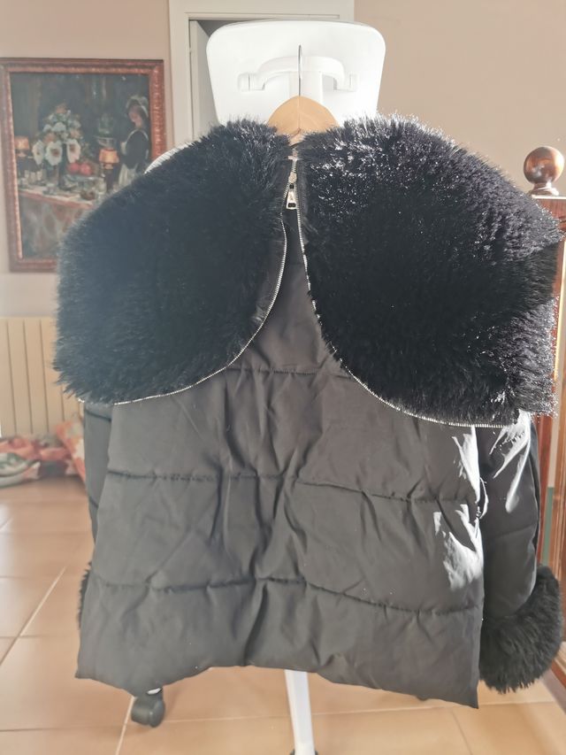 Chaqueta negra abrigo pelo