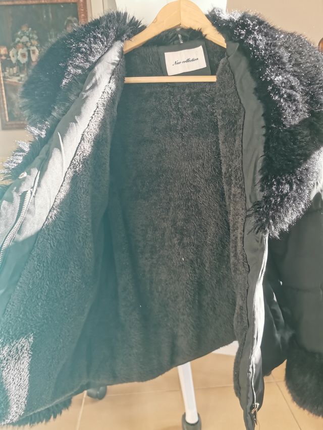 Chaqueta negra abrigo pelo