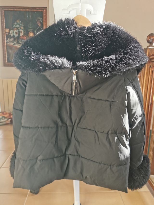 Chaqueta negra abrigo pelo