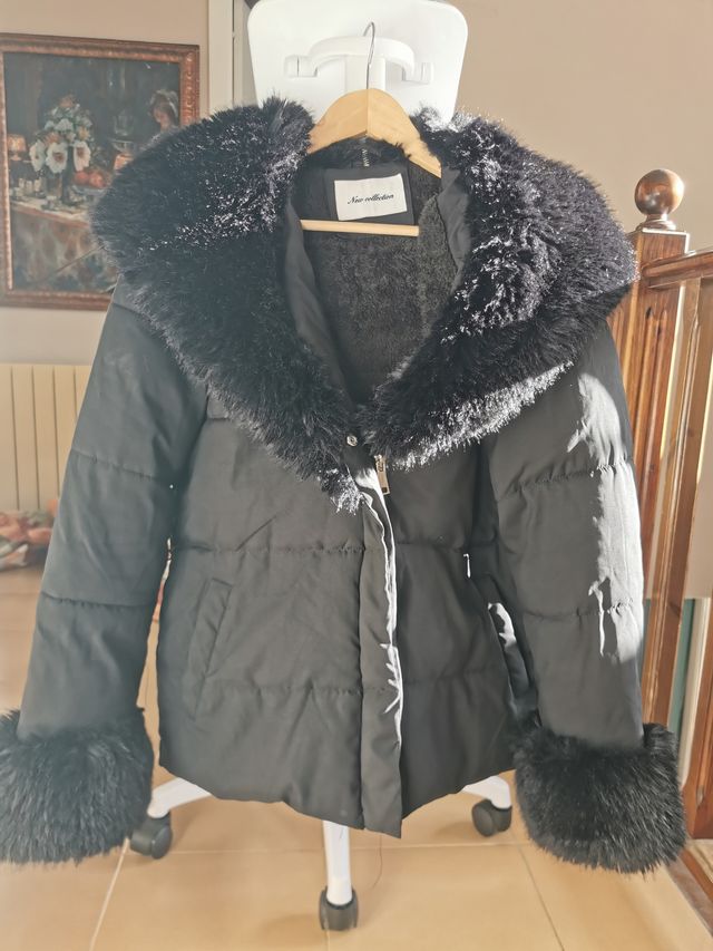 Chaqueta negra abrigo pelo