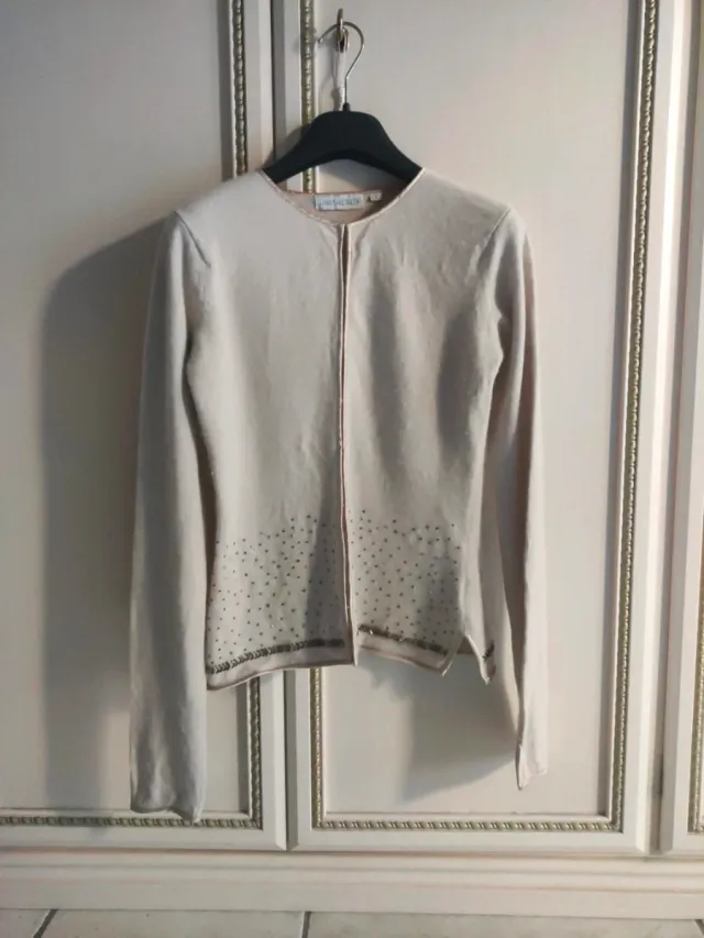 Cardigan lana d'angora beige