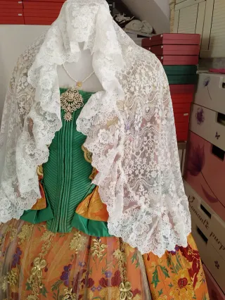 Mantilla Fallera Blanca Estrenar