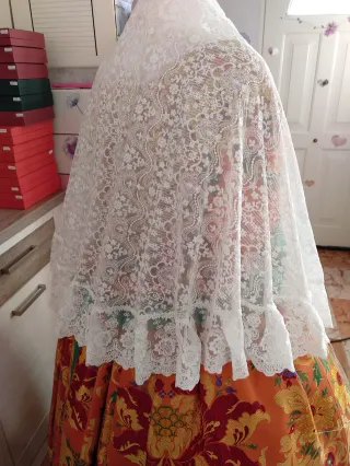 Mantilla Fallera Blanca Estrenar