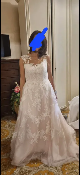 Abito da sposa pizzo beige/bianco