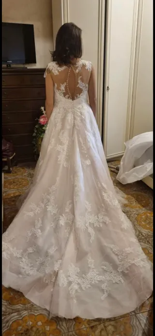 Abito da sposa pizzo beige/bianco