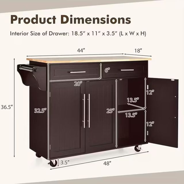Carrello da cucina con ruote, carrello da portata