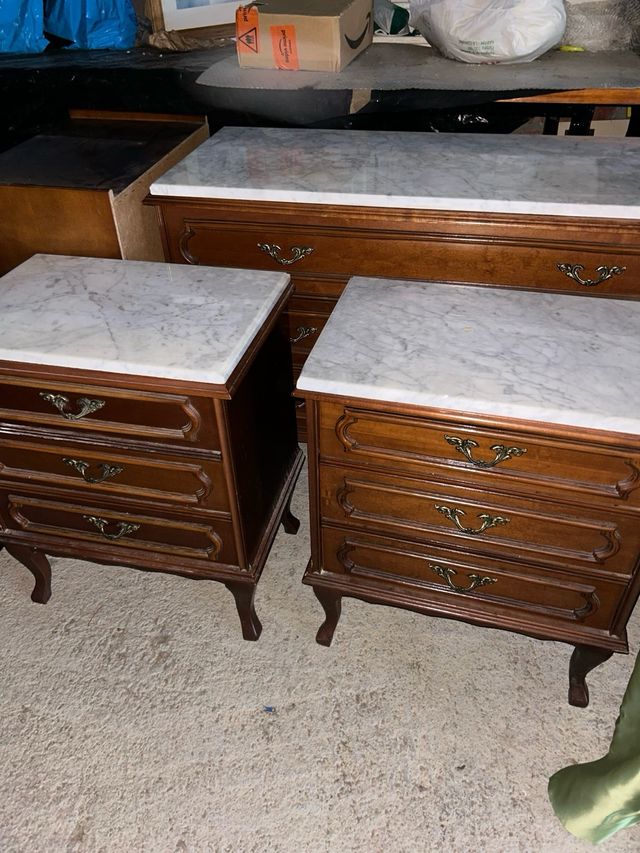 Mesita de noche madera y mármol