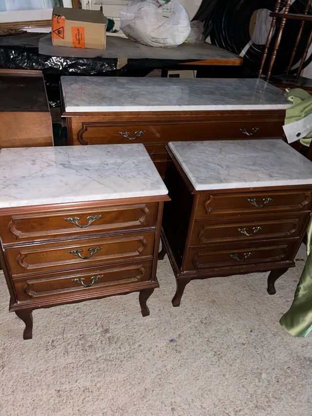 Mesita de noche madera y mármol