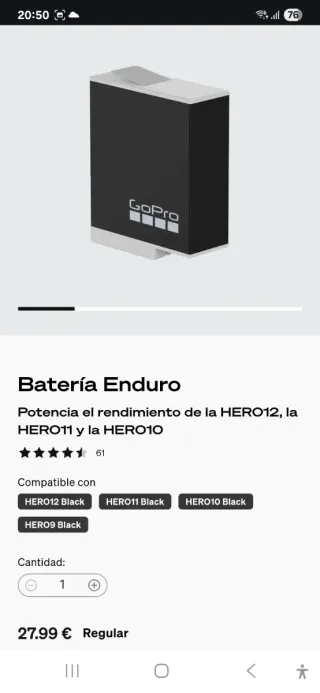 Caricatore originale GoPro Hero12 con batteria Enduro