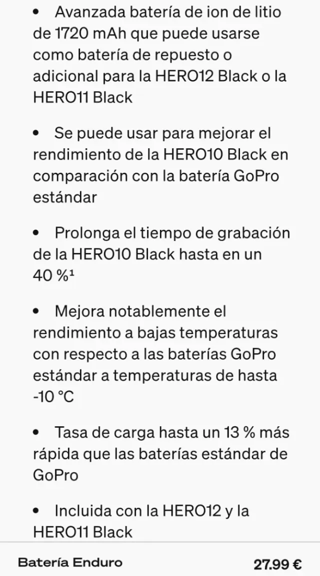 Caricatore originale GoPro Hero12 con batteria Enduro