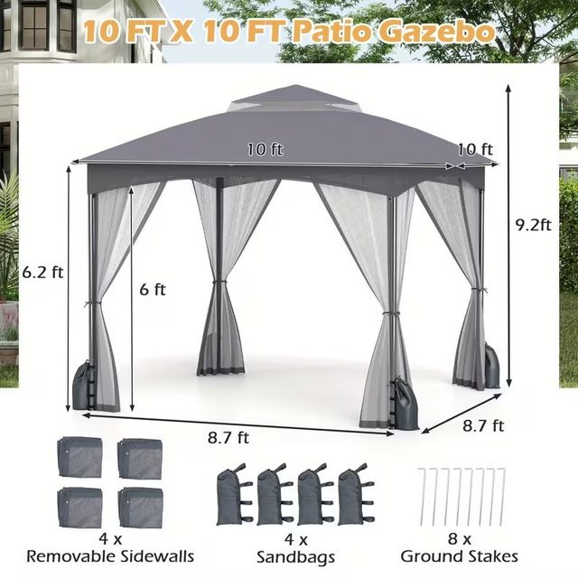 GOFLAME 3.05x3.05metri Gazebo da Patio con pareti