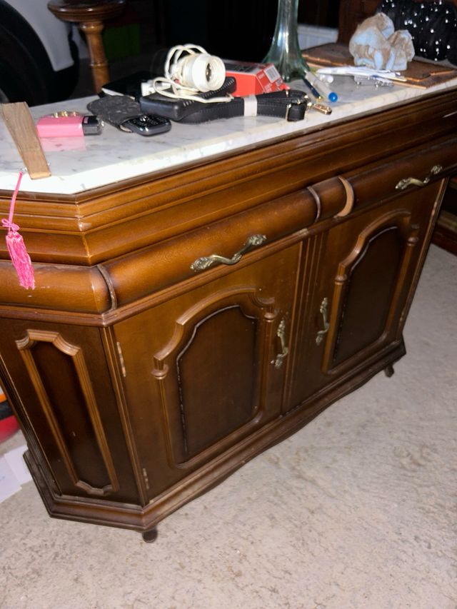 Mueble de entrada madera mármol