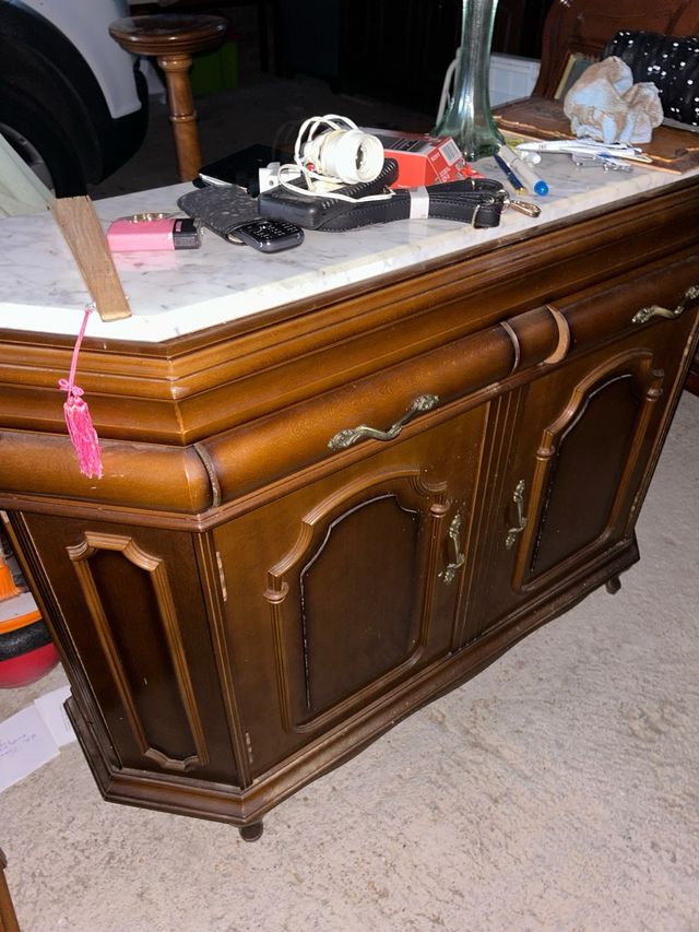 Mueble de entrada madera mármol